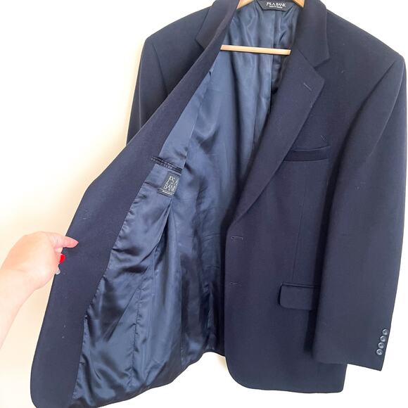 Jos A Bank Gordon Cashmere Mens Blazer Size 41R Black 2 Button Sport Coat Jacket - Picture 3 of 11